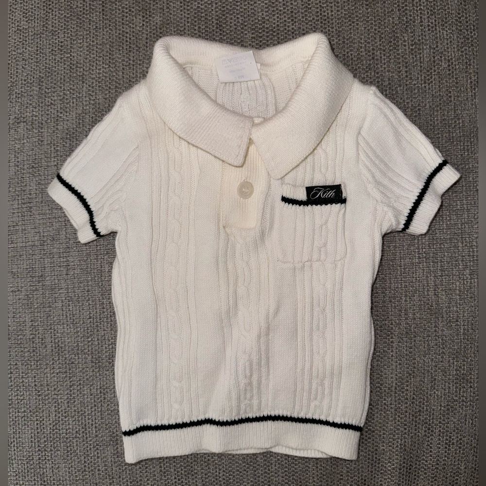 Kith Kids White Polo Shirt with Black Trim